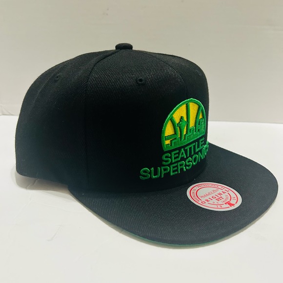 Seattle SuperSonics Mitchell & Ness Snapback Hat Cap NBA Core Men's Black Retro - Picture 2 of 6